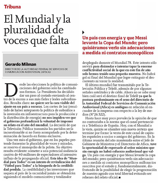 EL MUNDIAL Y LA PLURALIDAD DE VOCES QUE FALTA