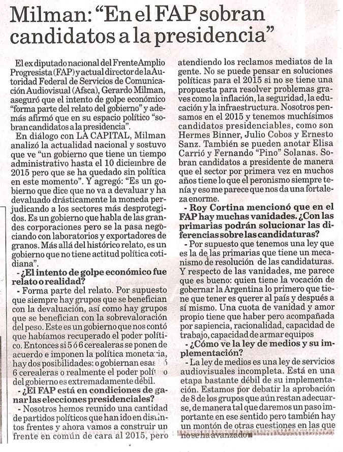 "EN EL FAP SOBRAN CANDIDATOS A LA PRESIDENCIA"