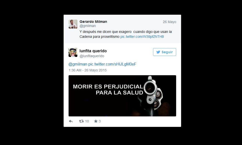 AMENAZA A GERARDO MILMAN