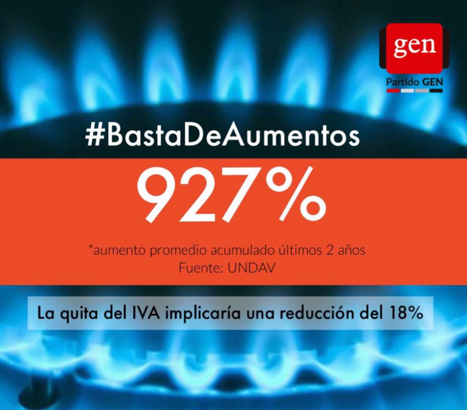 STOLBIZER CONTRA LOS AUMENTOS DE TARIFAS. EL PARTIDO GEN RECLAMA ELIMINACION DEL IVA EN LAS FACTURAS.