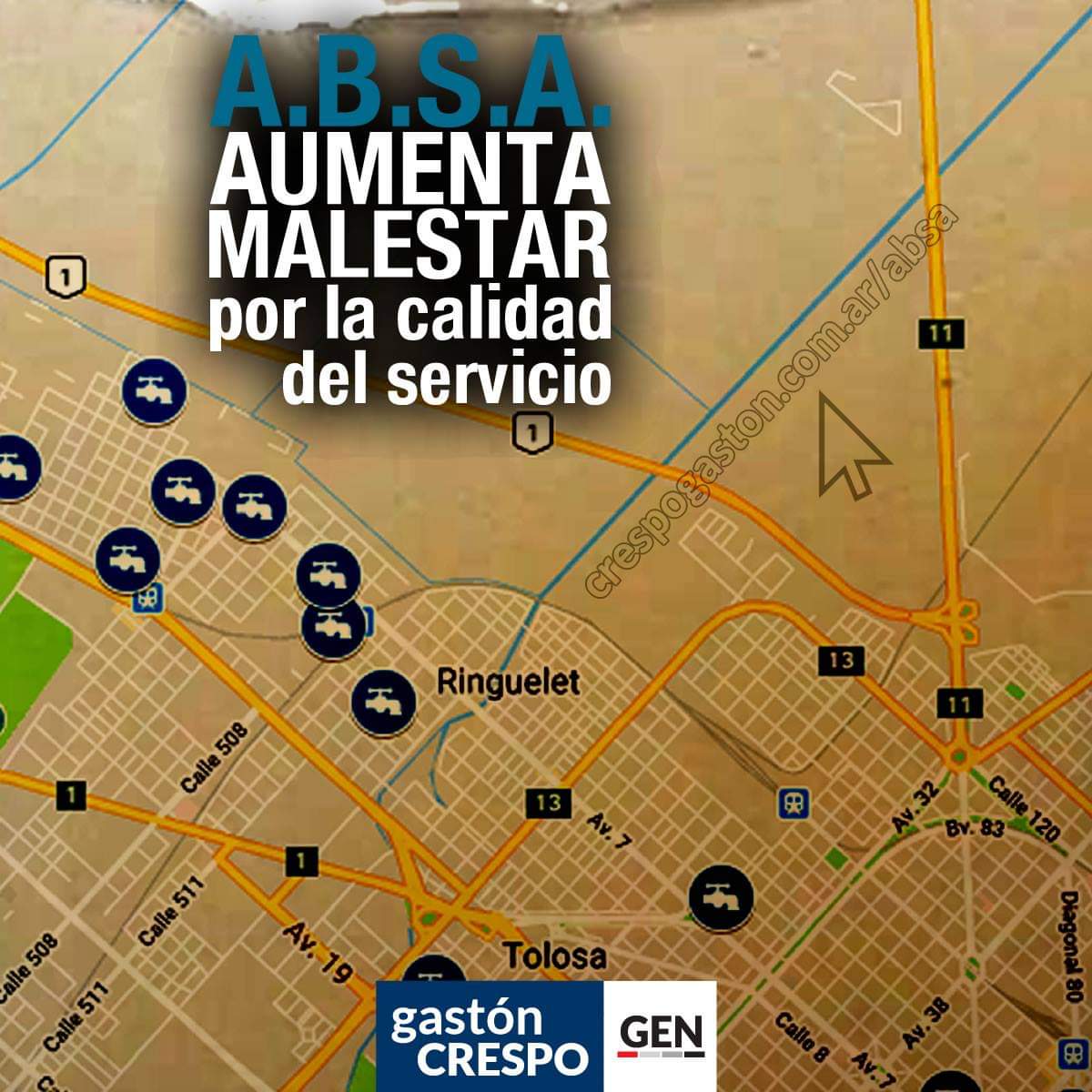 EL CONCEJAL CRESPO CONVOCA A UN RECLAMO COLECTIVO POR LOS PROBLEMAS DEL SERVICIO DE AGUA